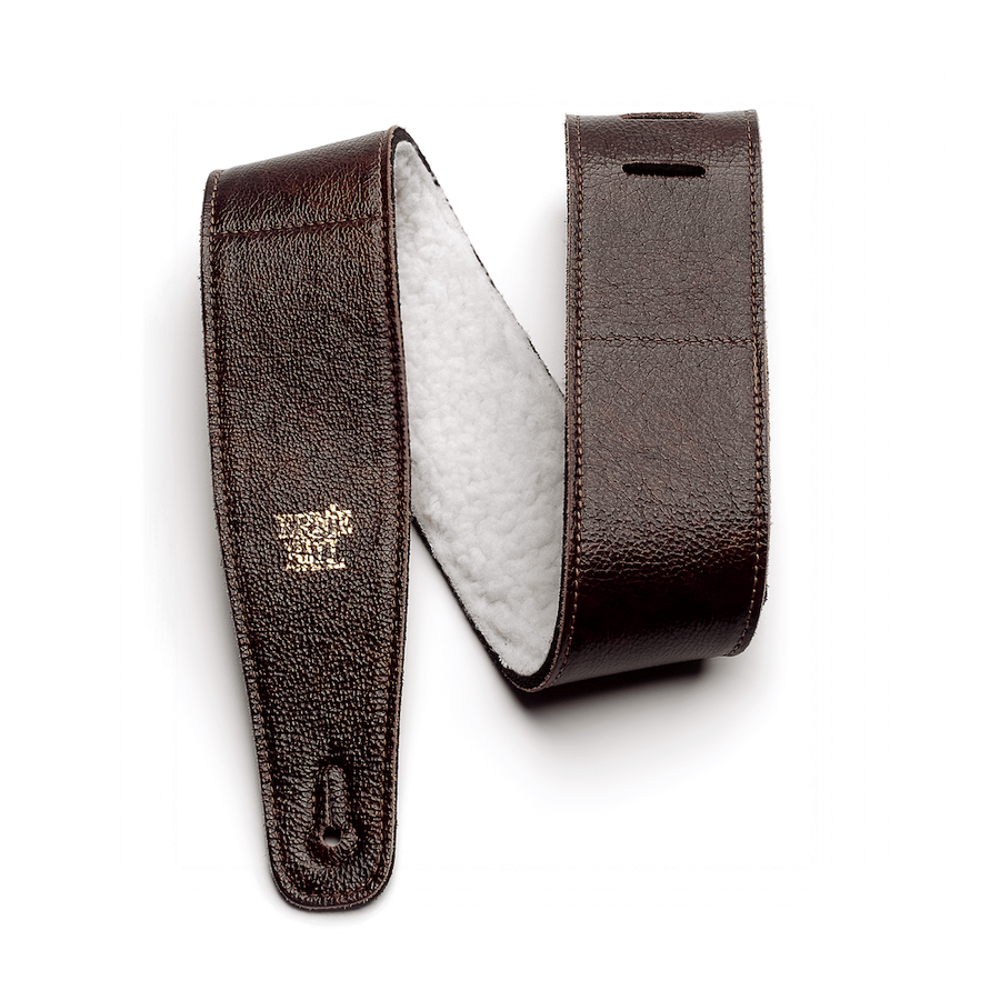 Ernie Ball 2.5" Italian Leather Strap With Fur Padding - Chestnut