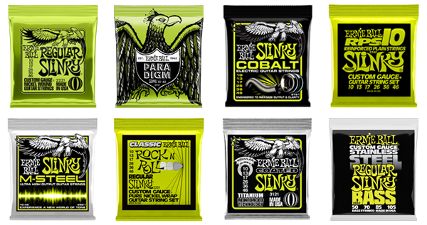 8 different sets of Ernie Ball Regular Slinky