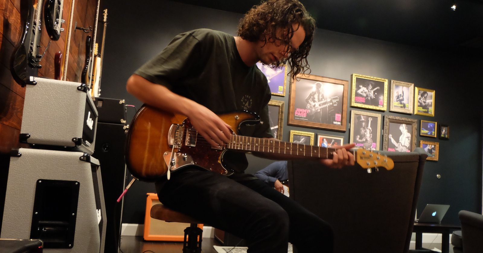 Kaleo Stops by the Ernie Ball Music Man Show Room