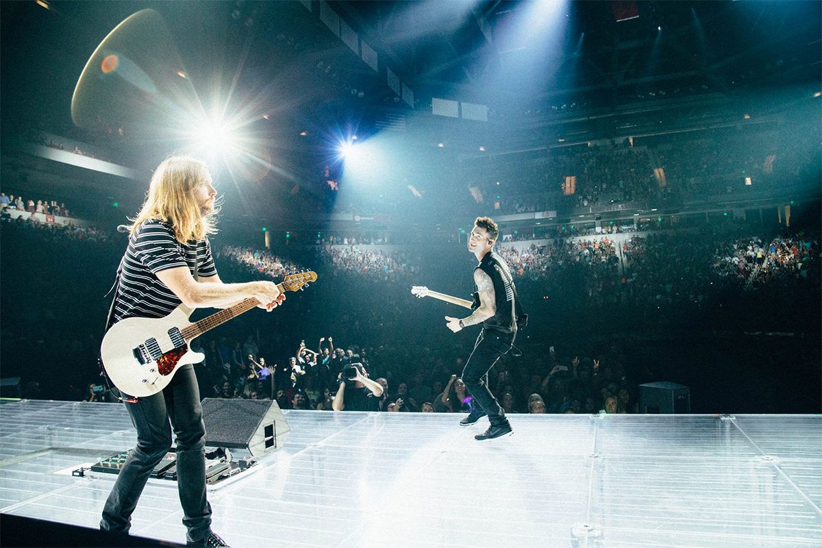 Maroon 5 Rocking Ernie Ball Music Man Guitars On Tour